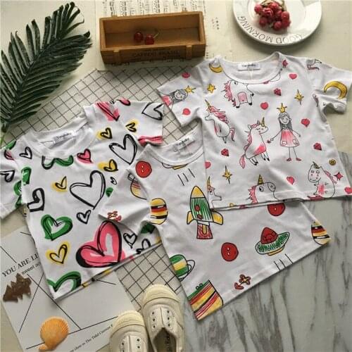 Tonytaobaby Summer Wear New Style Baby Innocence Cartoon Graffiti Cartoon Short Sleeve T-shirt