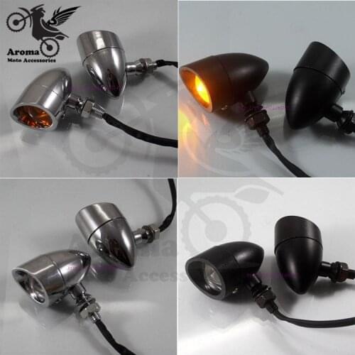 Metal clear lens motorcycle indicator light amber blinker lamp yellow lighting flashers for Harley Davidson moto turn signal