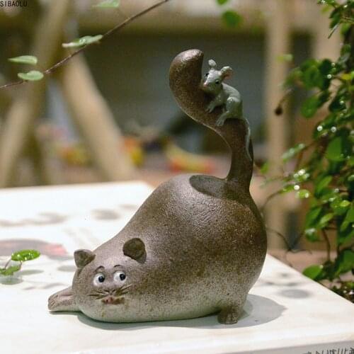 Lovely Collection Cute Animal Figurine Fairy Garden Home Decoration Mini Cat Statuette Desktop Decor Girl Christmas Gift