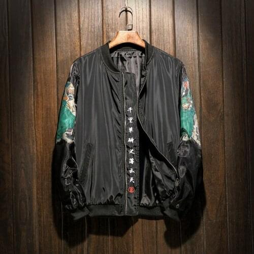 2019 Spring Autumn Jacket Men New Chinese Style Hero Print Casual Male Stand Collar Fashion Baseball Coat