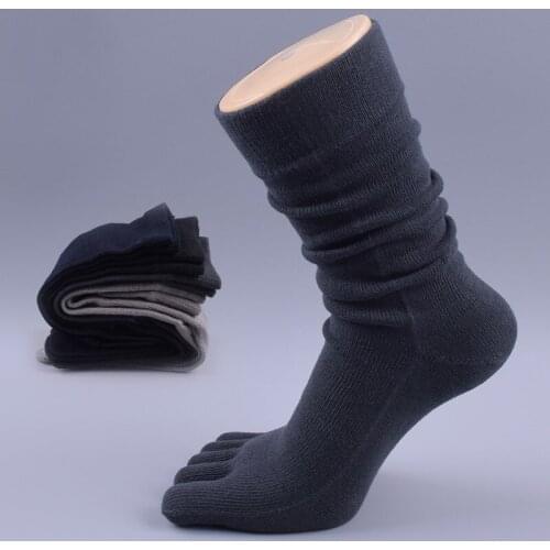 Mens Long Tube Five Fingers Socks Business Cotton Breathable Toe Socks High Quality Mens Business Dress Five Finger Toe Socks