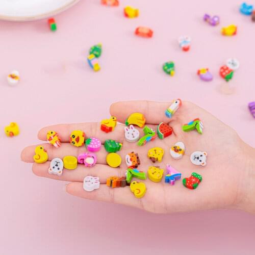 20pcs Mini Fruit Animal Digital Cake Pencil Eraser Set Rubber Cute Student Stationery School Kindergarten Supplies Kids Prizes