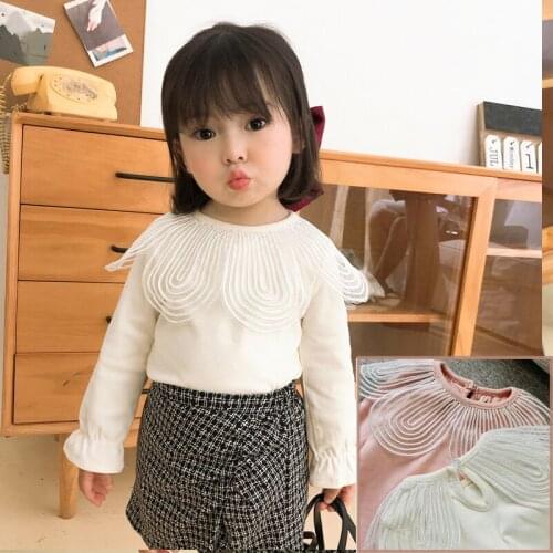 New Fashion Big Flower Collar Kids Sweatshirts Clothes Girls Cotton Comfortablel Childrens Tops Clothing Outfits