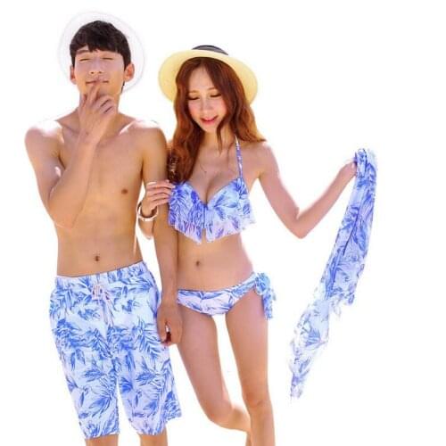 New Mens Board Shorts Lover Shorts Couple Beach Wear Swimsuit Women Board Shorts Bikini Sets Couple Swimwear Sexy Bikinis