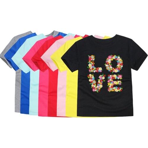 2-12Y Kids T-Shirt Cotton Summer Girl Clothes Toddler Tees Short Sleeve Tops Love Floral Cartoon Baby T Shirts Children Clothing