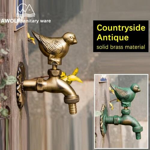 Outdoor Mop Pool Faucet Art Antique Garden Faucet Countryside Animal Shape Washing Machine Wall Mounted Cold Water Tap AF6139