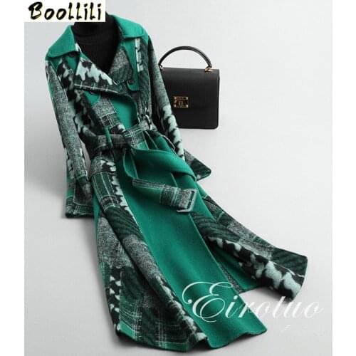 Boollili Real Wool Coat 2020 Autumn Winter Jacket Women Double Side Woolen Coat Female Korean Long Jacket Manteau Femme