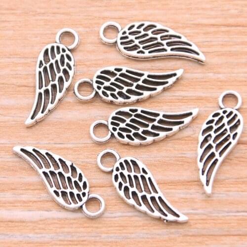 PULCHRITUDE 60Pcs 6*18mm 2020 New Hollow Mini Wings Charms Animal Pendant Metal Alloy For DIY Jewelry Bracelet Necklace Marking