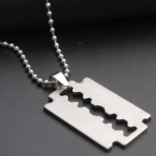 RONGQING 10pcs/lot wholesale cosplay 316L Stainless steel necklace for Men Gift Titanium steel Razor blade necklace 2018 new