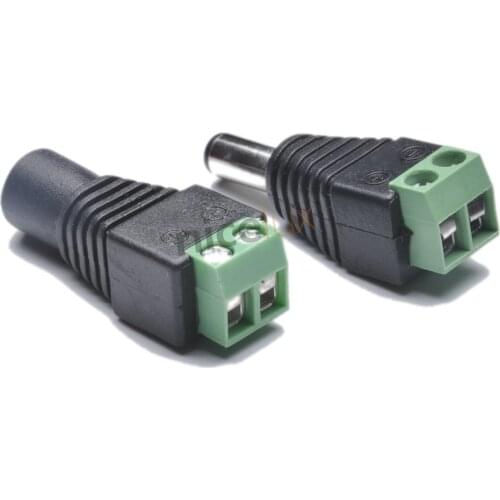 Female Male DC Power Jack Connector Crimp Terminal Block Plug Adapter for 2pin 5050 3528 LED Strip CCTV Camera Wire