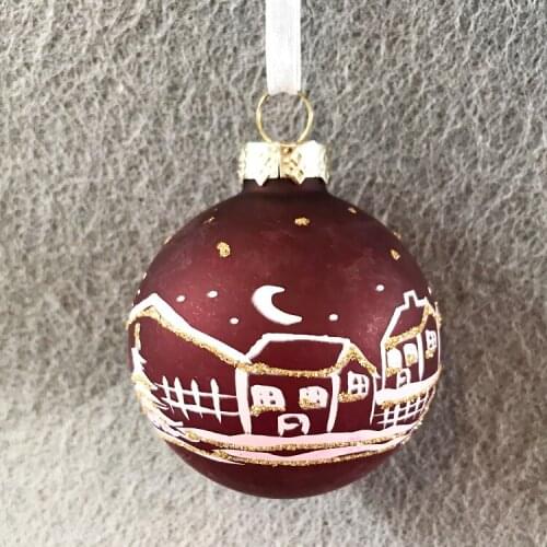 Christmas Decoration Glass Pendant Gift foreign trade mall store layout ceiling 6.5cm night scene painted ball