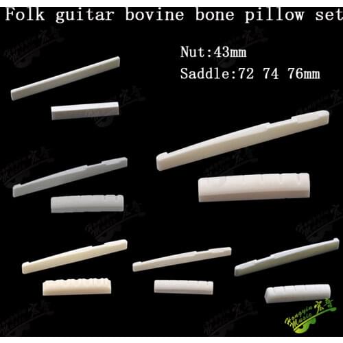 1 Set Real Ox bone 6 String Guitar Bridge Pins Nail Nut Saddle Part For Folk Acoustic Guitar Bridge Saddle Free Send Sandpaper