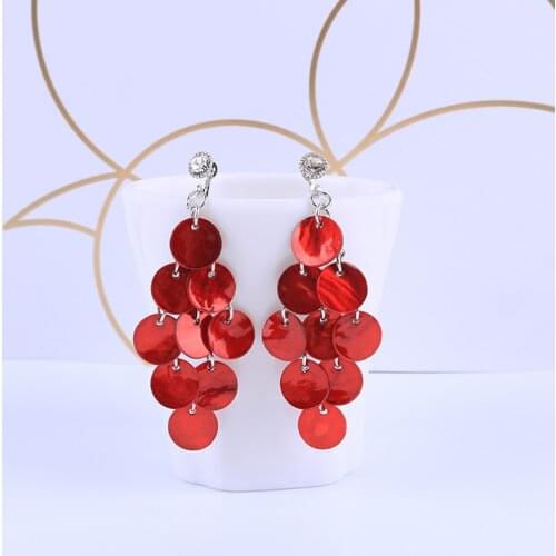 Vintage Multi-layer Natural Shell Disc Colorful Clip on Earrings For Women Beach Party Without Piercing Ear Clips Summer Jewelry