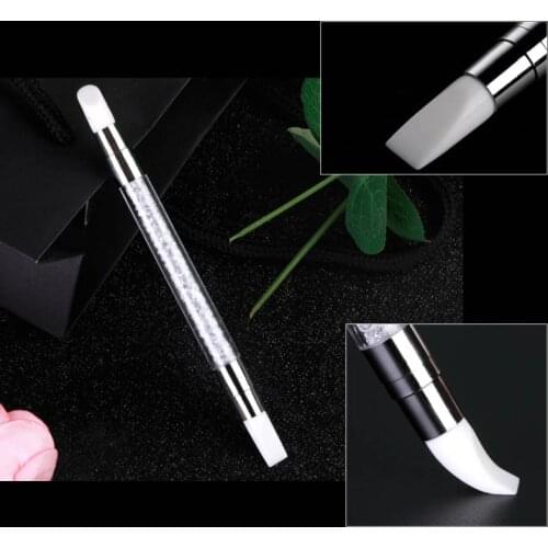 Dual-ended Silicone nail art brush Sculpture Pen 2 Way 3D Carving Powder Manicure Dotting Brush Tool pinceles para acrilico unas