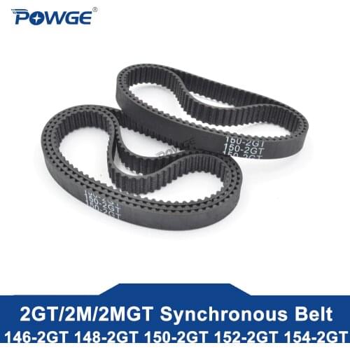 POWGE 2MGT 2M 2GT Synchronous Timing Belt Pitch Length 146/148/150/152/154 Width 6mm/9mm Teeth 73 74 75 76 77 GT3 in Closed-loop