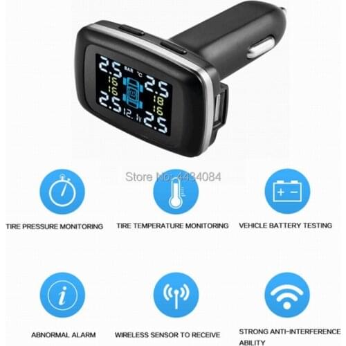 Ouchuangbo Car Tire Pressure Monitoring System TPMS LCD Display Waterproof 4 External Sensors anti-thief