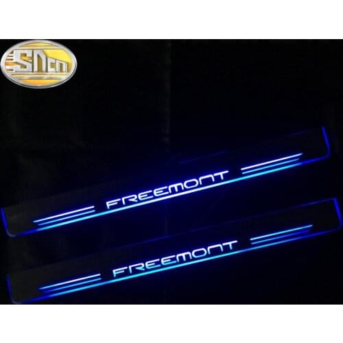 4PCS Waterproof Acrylic Moving LED Welcome Pedal Car Scuff Plate Pedal Door Sill Pathway Light For Fiat Freemont 2012 2013 2014