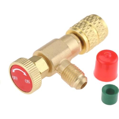 Yetaha Refrigeration Charging Safety Adaptor R410A Brass 5/16" Female 1/4" SAE Male Air Conditioning Ball valve