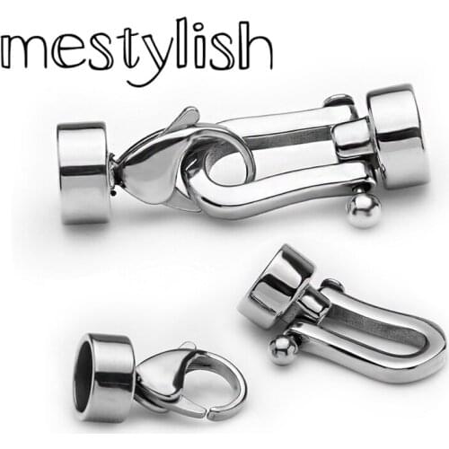 Mestylish 8mm 316L Stainless Steel Classic Lobster Clasp Bracelet Necklace End Connectors Leather Jewelry DIY Findings