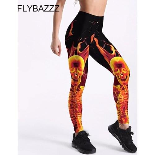 Women Legging Skull Print Gym Exercise High Waist Fitness Legging High Elasticity Running Athletic Trousers Push Up Yoga Pants