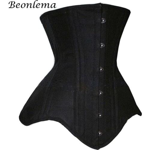 Beonlema Corset steampunk Womens Corset Gothic Underbust Corset Steel boned Lingerie Black Plus size Waist cincher 2020 New
