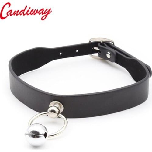 Candiway Sex Collar BDSM Sexy Leather bell Neck ring Bondage For couples Games cosplay Erotic Posture Collar,Juguetes necklace