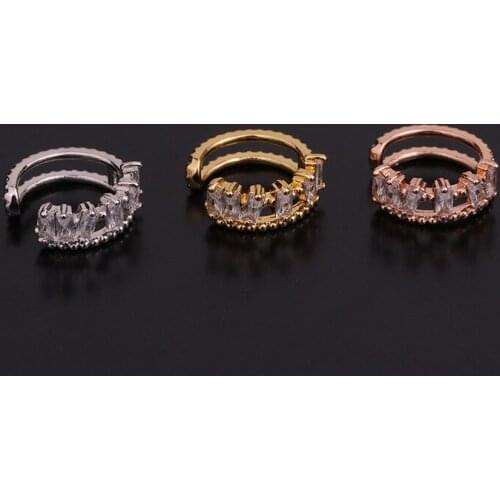 1 PCS Cute U Shape No Piercing Wide Ear Bone Cuff Clip Earring Simple Mirco Pave CZ Circle Copper Ear Clip Jewelry