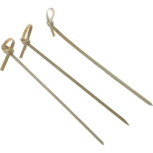 100Pcs Disposable Bamboo Tie Knotted Skewers Twisted Ends Cocktail Food Fruit Picks Fork Sticks Buffet Cupcake Toppers Wedding