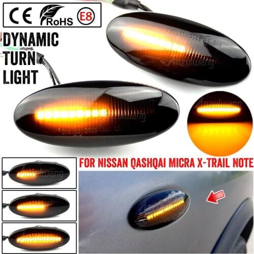 2pcs Dynamic LED Side Marker Turn Signal Lights For Nissan Qashqai Dualis Juke Micra March Micra CUBE EVALIA Note X-Trail LEAF