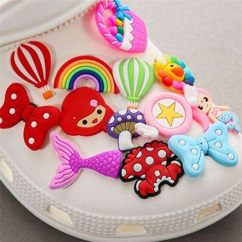 20pcs/pack Mixed Bowknot Mermaid Silicone Shoe Charms Shoe Decoration Accessories Shoe Buckle For Kids Child Gift