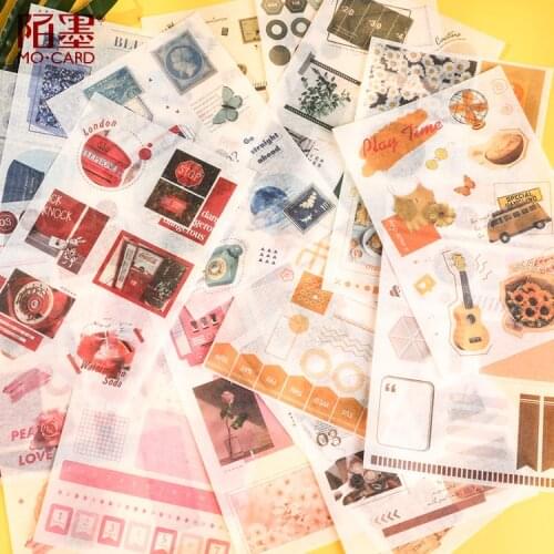3 pcs/pack Various Color Motif Sticker Scrapbook Decoration PVC Stationery DIY Stickers School Office Supply