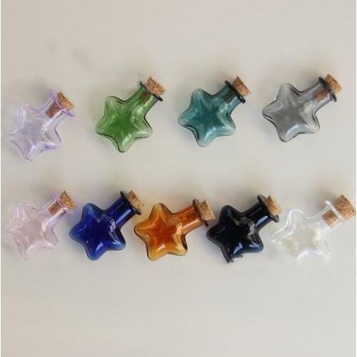 30pcs 10Color Star Shape Christmas Wish Bottles Small Empty Cork Glass Bottles Vials For Holiday Wedding home Decoration Gifts