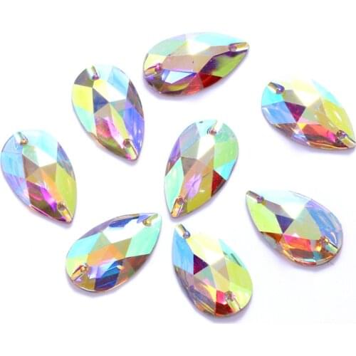 4 sizes Teardrop Reisin Sew on Rhinestone Crystal AB flatback Sewing on Stone Strass for Clothing Accessories Shoes