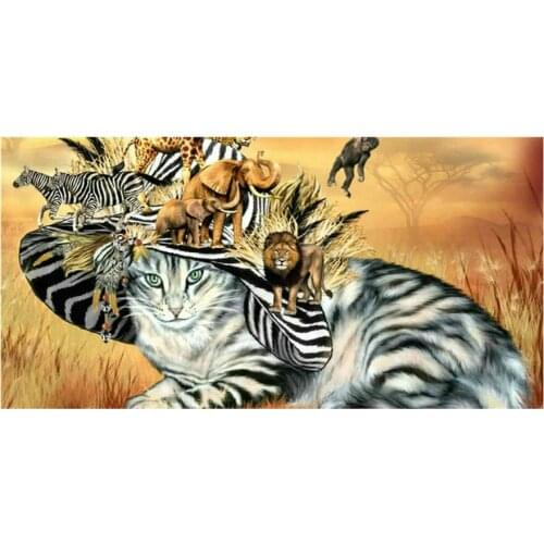 ArtBack 5d diy diamond painting cat full square African animal tiger lion diamond mosaic 3d diamond embroidery crafts decoration