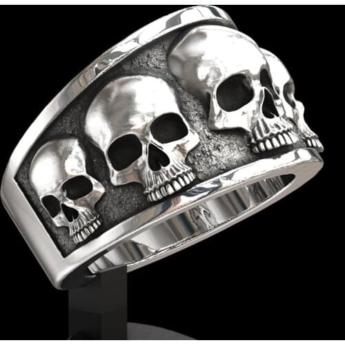 Exaggerated Punk Hip-Hop Style Skull Ring Mens Gothic Personality Punk Ring Fashion Accessories Party Jewelry