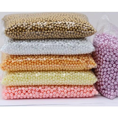 3/4/6/8mm colorful round No Hole ABS Imitation Pearl beads Loose Beads for necklace DIY earring jewelry making accessories