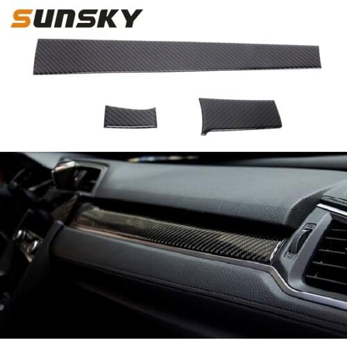 3 in 1 Carbon Fiber Central Control Gear Shift Panel Cover Decal Decorative Sticker for Honda Civic 10th Gen Auto Accessories