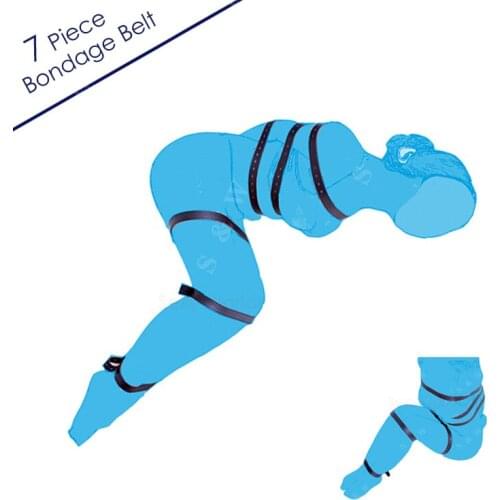 7PCS Fetish Bondage Restraints Black PU Leather Body Harness Slave Belt Sex Game Toys , Adult Supplies , Sex Products