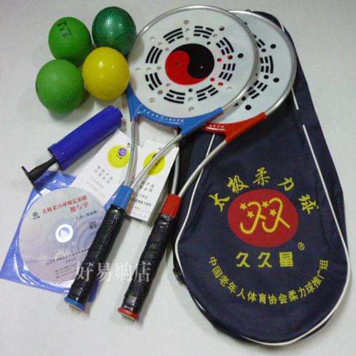 Hot Sale Chinese Kung fu Balls Chinese Wushu Martial Arts Taiji Rouli Ball Racket Set, 2 Rackets ,4Balls,1Bag and Grip Tape