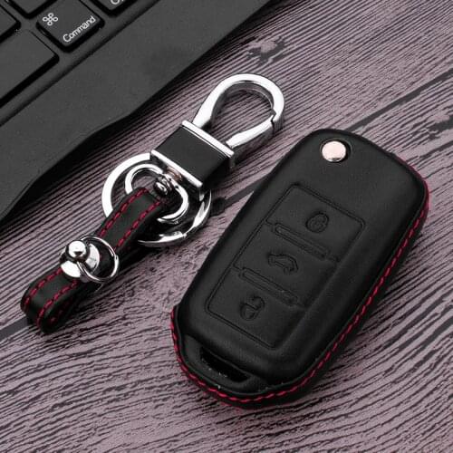 Leather Car Key Case Cover For VW Volkswagen Polo Tiguan Passat B5 B6 B7 Golf 4 5 6 MK6 Jetta Lavida For Skoda Octavia