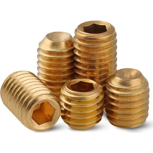 M8 M10 Brass inside hexagonal Concave end set screws base screws top thread / headless screws