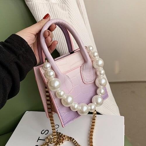 Fashion pearl Trend Women Crocodile Pattern Crossbody Handbags Vintage Classic Solid Style Shoulder Bag Stylish Tote for Ladies