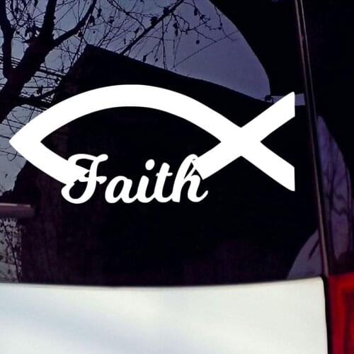 JESUS FISH Symbol Die Cut Vinyl Decal Sticker 2.3"X7 Religious Christian Faith 17.5x5.75cm