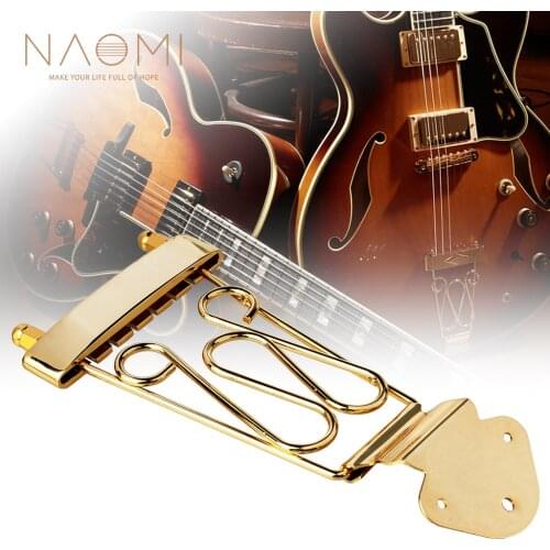 NAOMI 6 String Tailpiece Jazz Guitar Bridge With Screws For Jazz Guitar Parts Sturdy Nice Replacement Gold/Silver