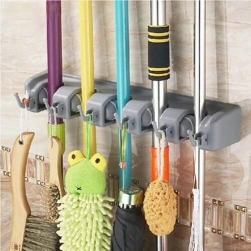 Plastic Wall Mounted Mop Holder Magic Broom Holders Hanger Home Storage Rack Bathroom Kitchen Hanging Pipe Hooks Shelf Organizer