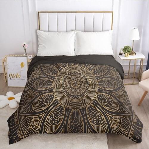 Custom Duvet Cover with Zipper Comforter/Quilt/Blanket Case Queen/King 240x220 230x220 180x210 3D Bedding Black Golden