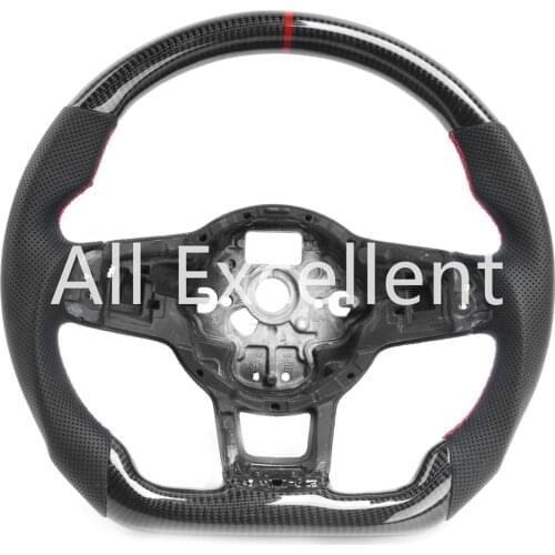 Carbon Fiber & Perforated Leather Steering Wheel with Mark & Paddle Holes For Volkswagen Golf MK7 GTI R