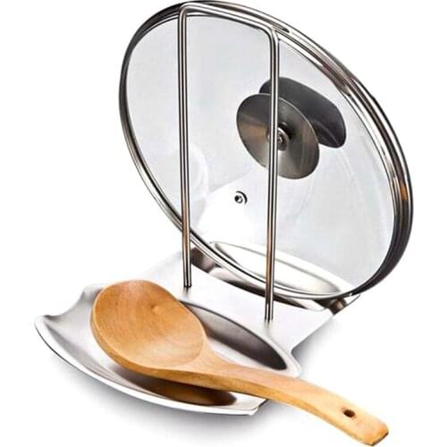 Stainless Steel Pan Pot Cover Lid Rack Stand Spoon Holder Stove Organizer Home Storage Soup Spoon Rests Kitchen Tools