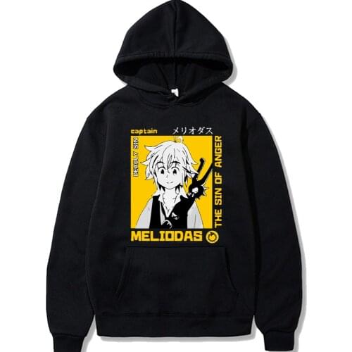 Japanese Anime Manga Seven Deadly Sins Meliodas Hoodies Men Streetwear Dragons Sin of Wrath Long Sleeved Tops hoodie sweatshirt