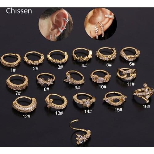 Chissen New 1Piece 8mm Cz Hoop Cartilage Earring Fashion Tiny Small Helix Tragus Daith Conch Rook Snug Ear Piercing Jewelry